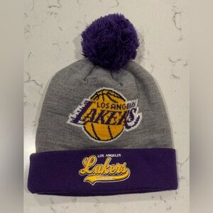 Los‎ Angeles LA LAKERS Beanie Mitchell & Ness Knit Pom NBA Excellent Condition